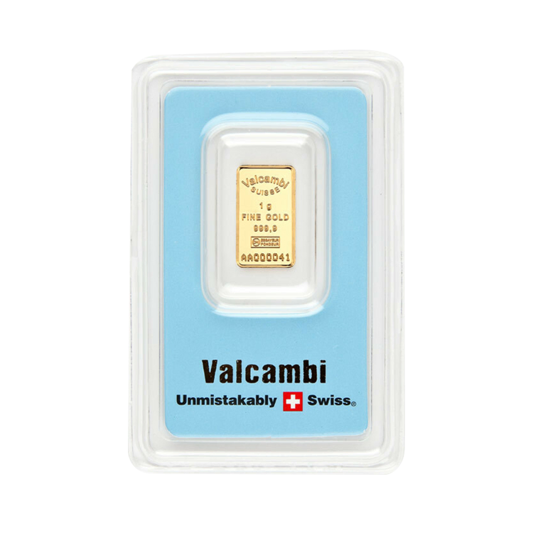 Goudbaar 1 gram Valcambi voorkant
