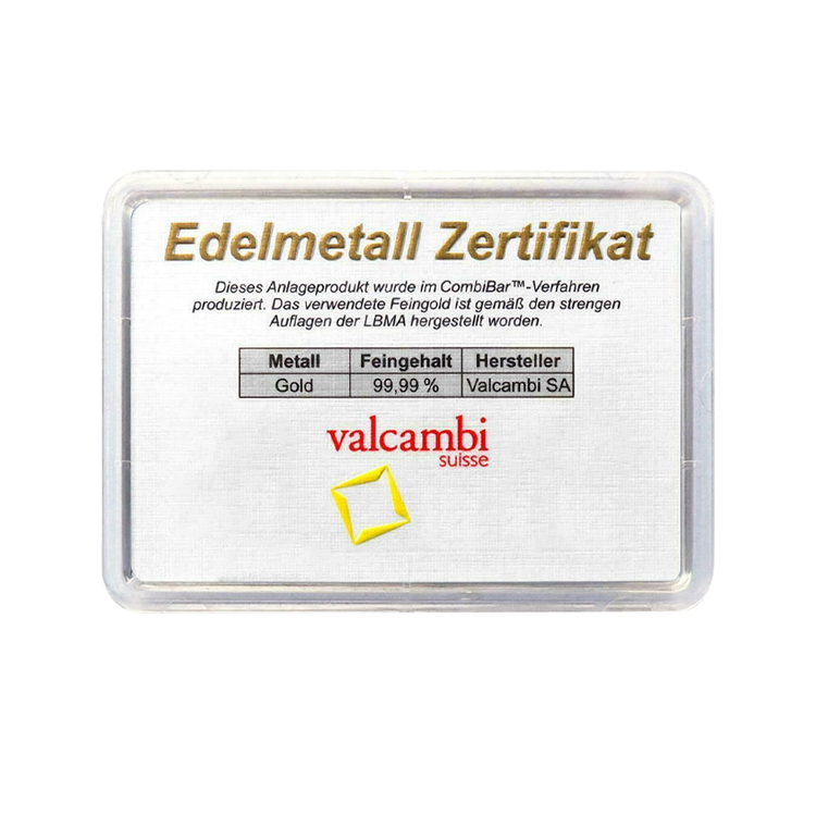 20x 1 gram gouden Valcambi CombiBar achterkant