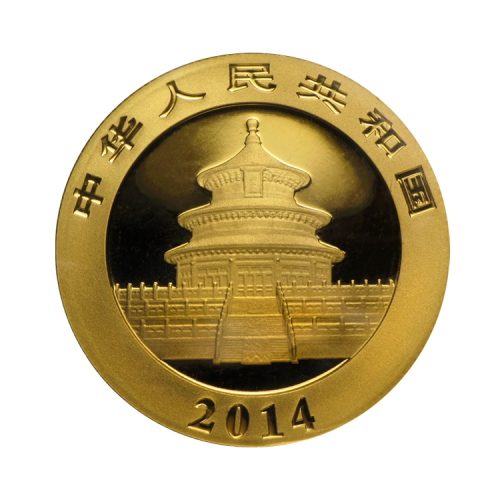 1 troy ounce gouden Panda munt 2014 voorkant