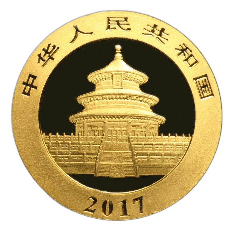 15 Grams gold panda coin 2017 back