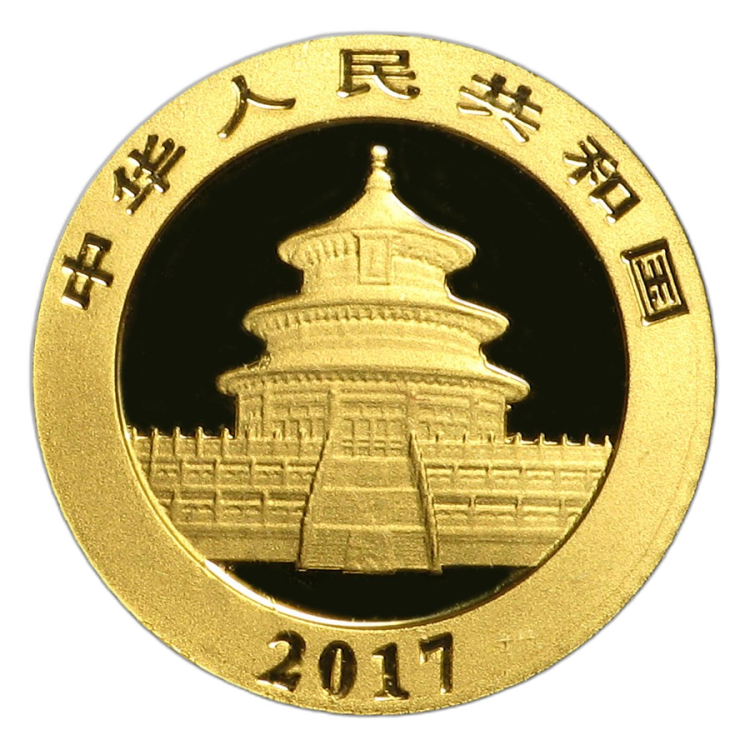 1 Gram gold Panda coin 2017 back