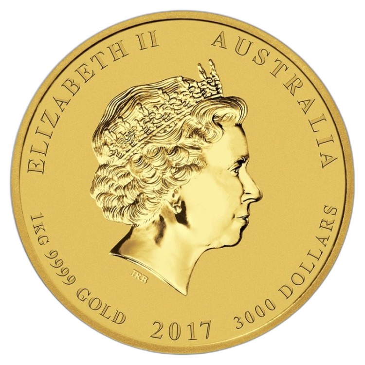 1 kilogram gouden Lunar munt 2017 - jaar van de haan achterkant