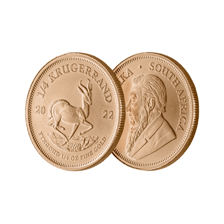 1/4 Troy ounce gold Krugerrand coin 2024 angle 2