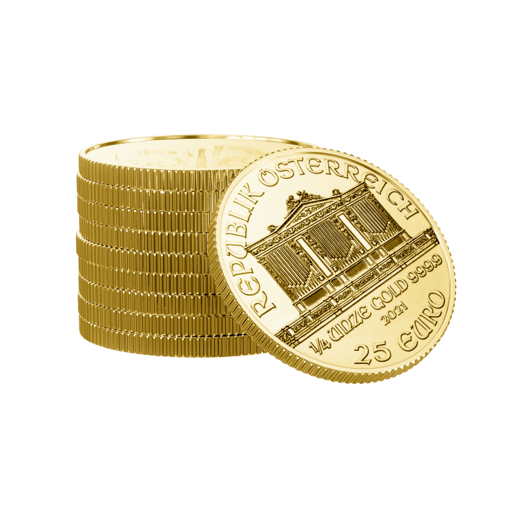 1/4 troy ounce gouden Wiener Philharmoniker 2024 perspectief 3