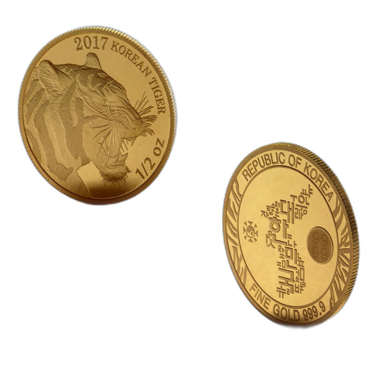 1/2 Troy ounce gouden Tijger munt van Zuid-Korea perspectief 1