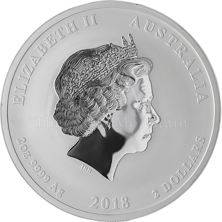 2 troy ounce zilveren Lunar munt 2018 - het jaar van de hond perspectief 1