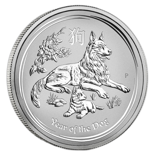 10 Troy ounce zilveren Lunar munt 2018 - het jaar van de hond voorkant