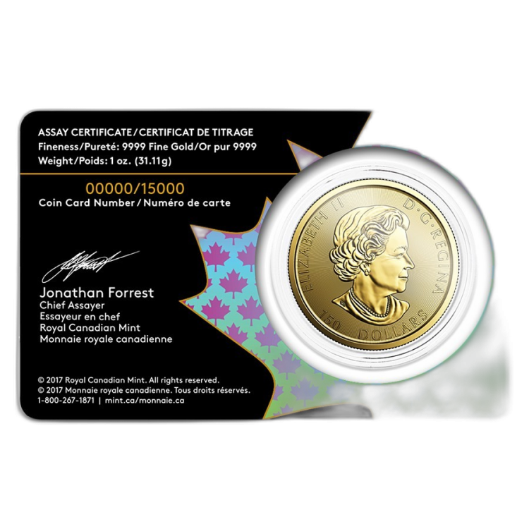 1 troy ounce gold Maple Leaf Voyageur 2017 angle 1