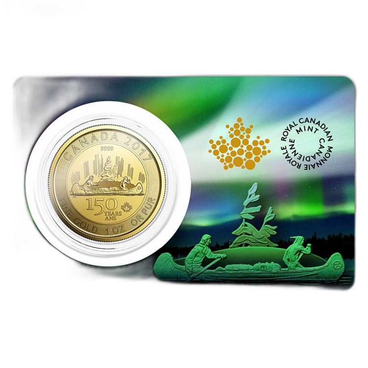 1 troy ounce gouden Maple Leaf 2017 Voyageur perspectief 2