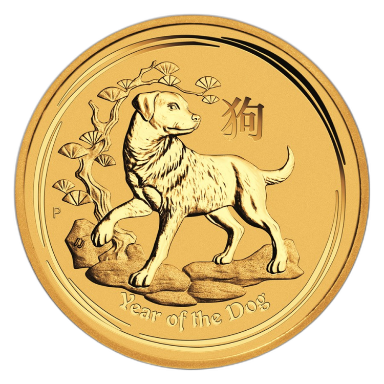 1/2 Troy ounce gouden Lunar munt 2018 achterkant