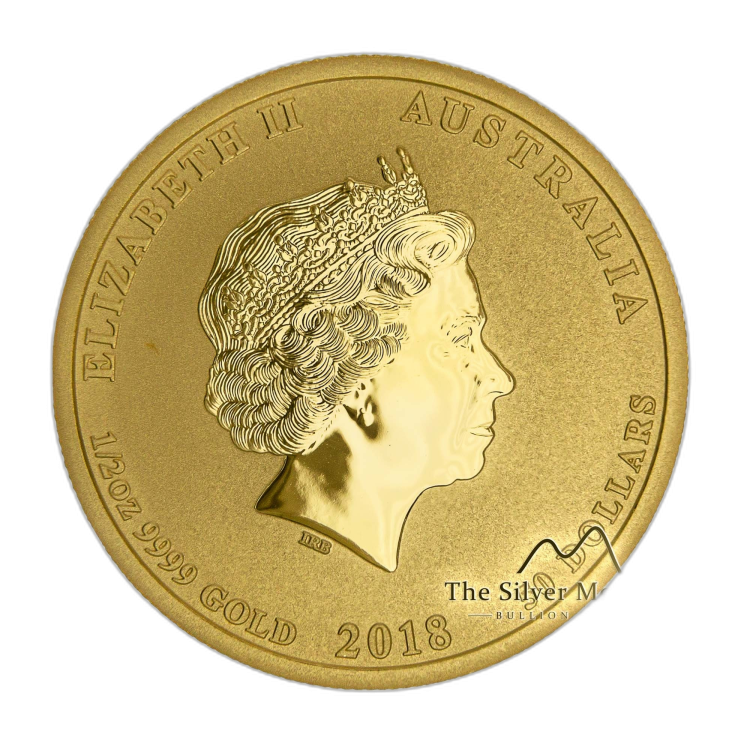 1/2 Troy ounce gouden Lunar munt 2018 perspectief 3