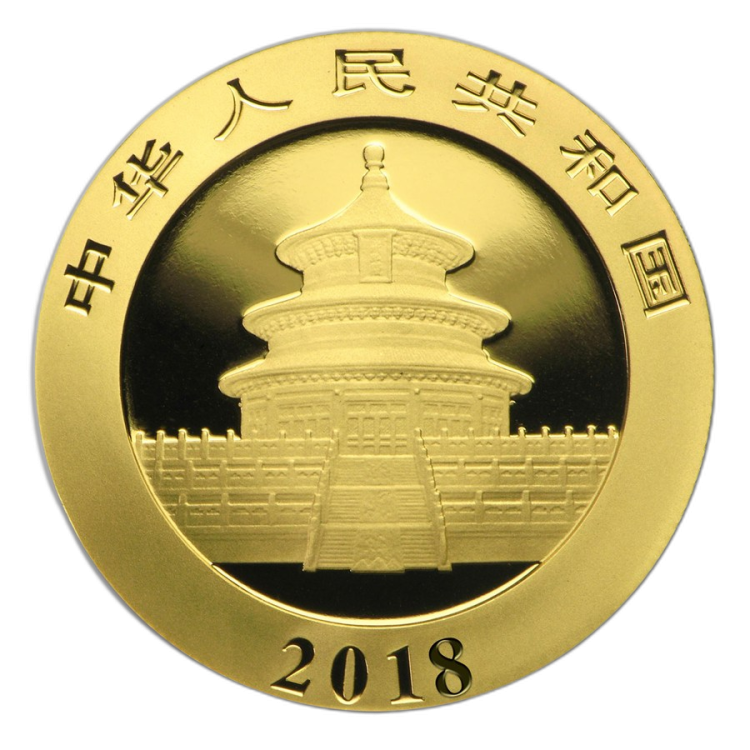 15 Gram gouden Panda munt 2018 achterkant