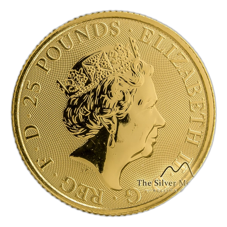 1/4 Troy ounce gouden munt Queens Beasts Unicorn 2018 perspectief 1