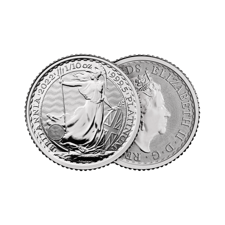 1/10 Troy ounce platina munt Britannia 2021 perspectief 1