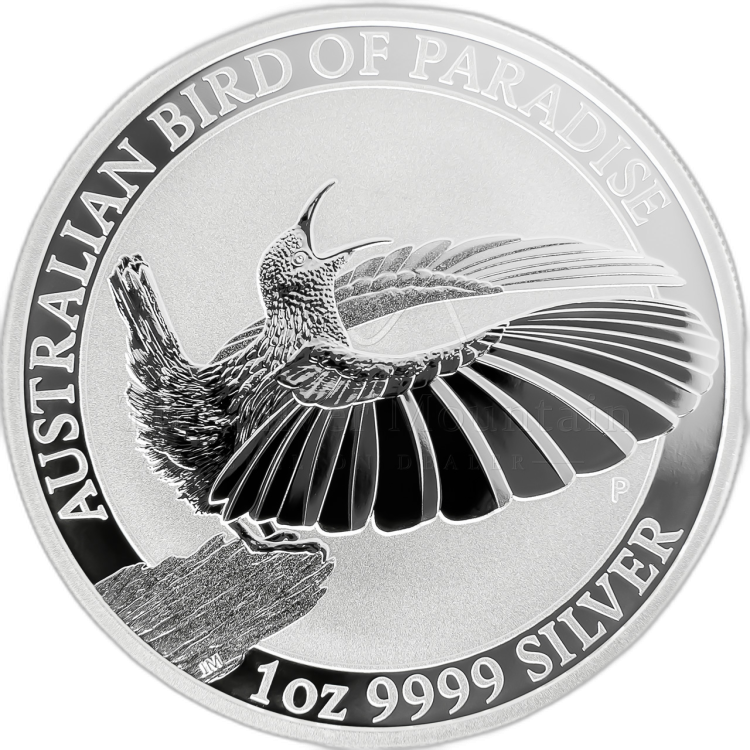 1 Troy ounce silver coin Bird of Paradise - Victoria’s Riflebird angle 2