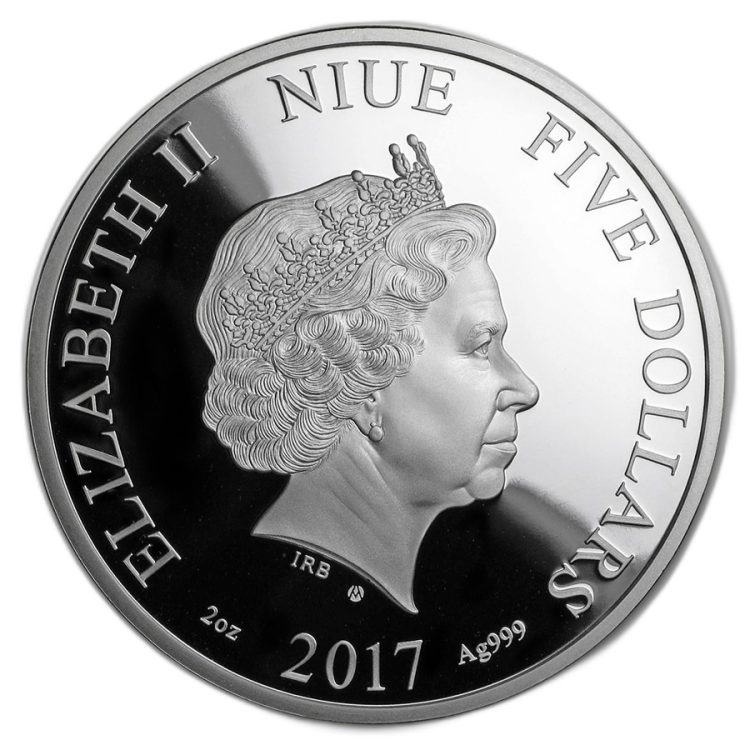 2 Troy ounce zilveren munt Niue Summer 2017 perspectief 1