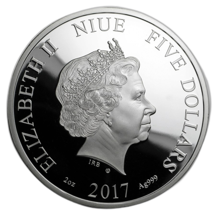 2 Troy ounce zilveren munt Niue Spring 2017 achterkant