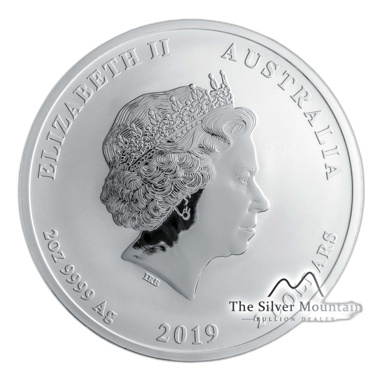 2 Troy ounce silver coin Lunar 2019 angle 2