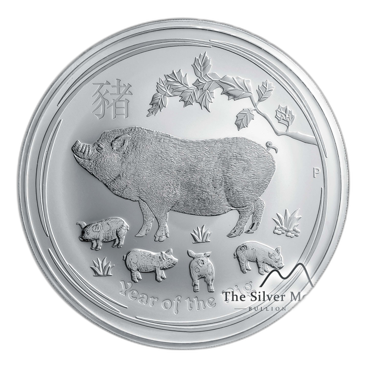 1 Kilogram zilveren munt Lunar 2019 perspectief 4