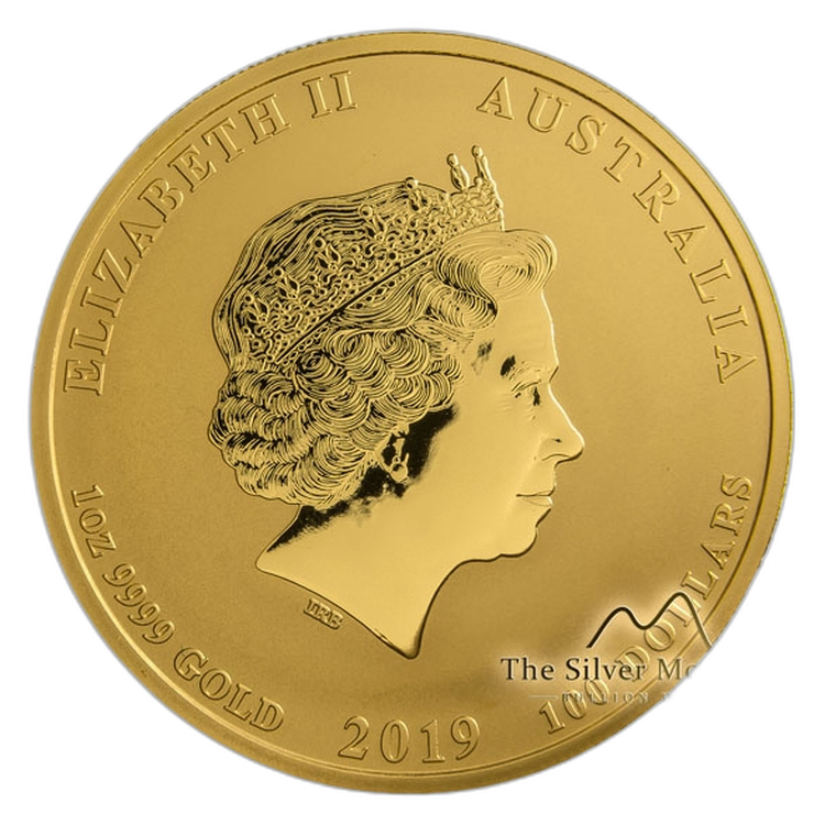 1 Troy ounce gouden munt Lunar 2019 perspectief 2