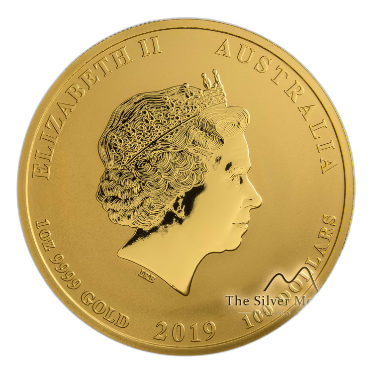 1 Troy ounce gouden munt Lunar 2019 perspectief 4