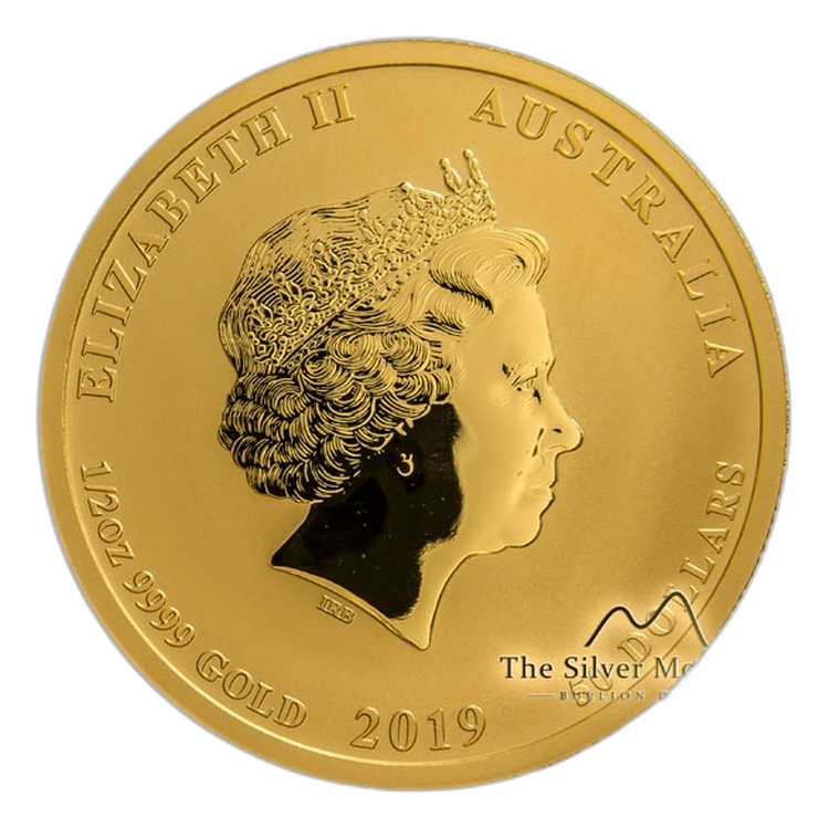 1/2 Troy ounce gouden munt Lunar 2019 perspectief 2