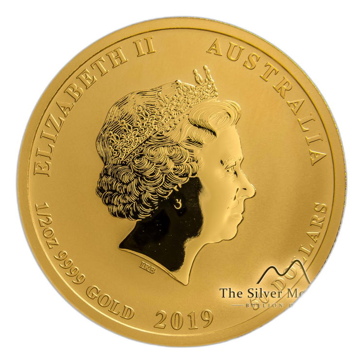 1/2 Troy ounce gouden munt Lunar 2019 perspectief 5