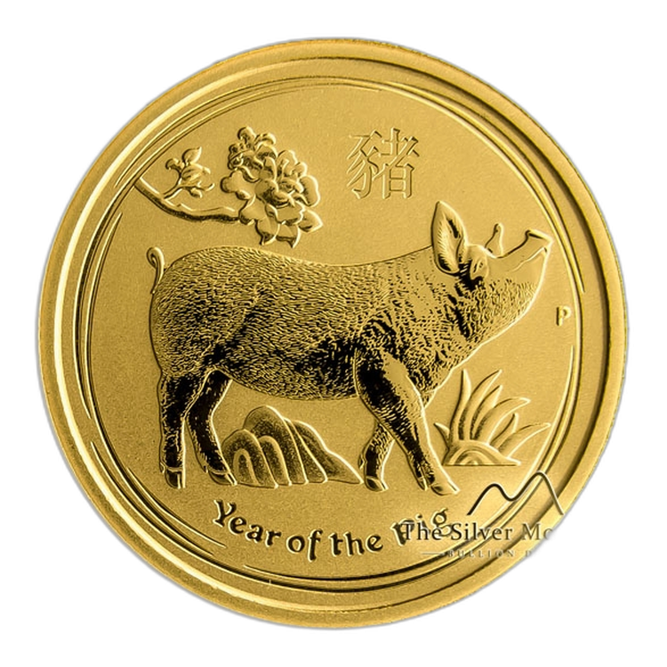 1/4 Troy ounce gouden munt Lunar 2019 perspectief 2