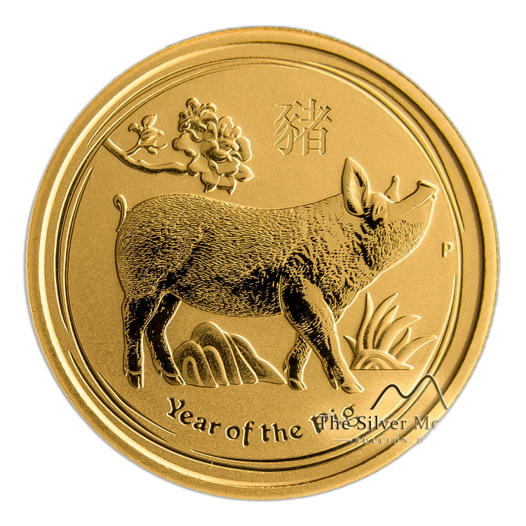 1/4 Troy ounce gouden munt Lunar 2019 perspectief 3