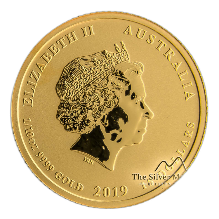 1/10 Troy ounce gouden munt Lunar 2019 perspectief 3