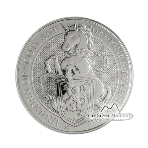 10 Troy ounce zilveren munt Queens Beasts Unicorn 2019 voorkant