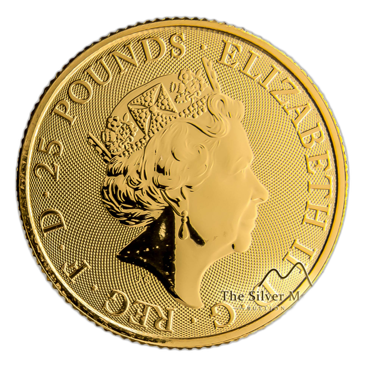 1/4 Troy ounce gouden munt Queens Beasts Falcon 2019 perspectief 2