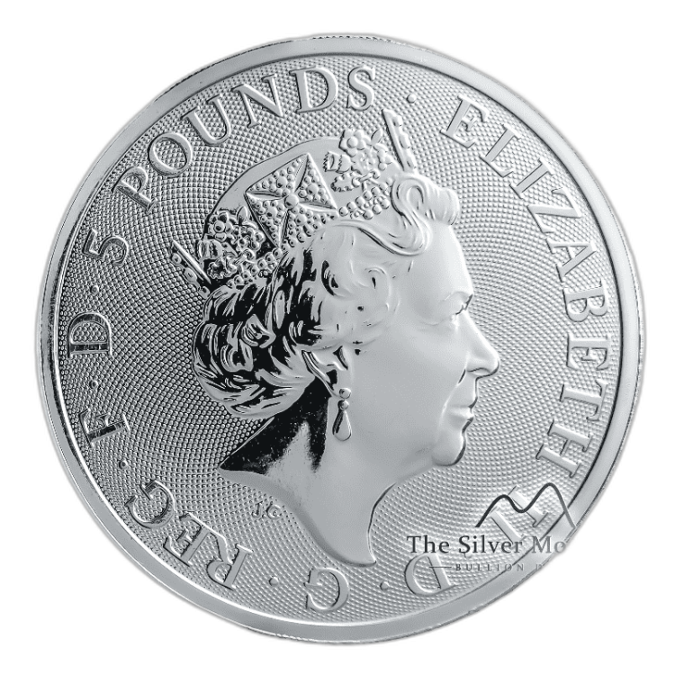 10 Troy ounce zilveren munt Queens Beasts Falcon of the Plantagenets 2019 perspectief 1