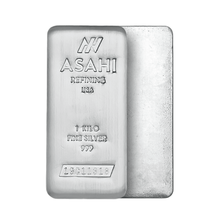 1 Kilogram zilver baar BTW-vrij Asahi  - opslag in Zurich perspectief 1