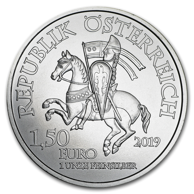 1 Troy ounce zilveren munt Oostenrijk Hertog Leopold V 2019 perspectief 1