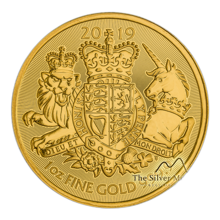 1 Troy ounce gouden munt Royal Arms 2021 perspectief 1