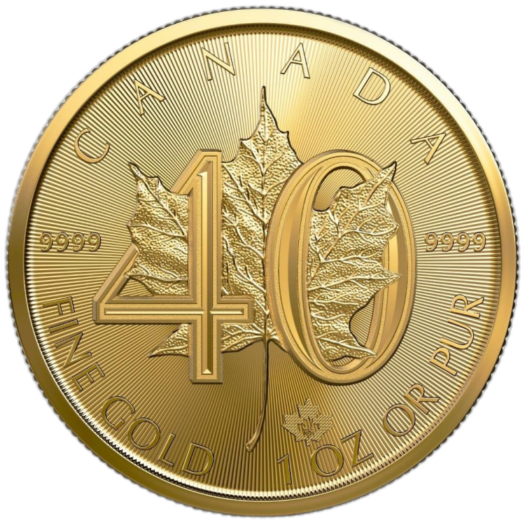 1 troy ounce gold Maple Leaf 40th Anniversary 2019 back