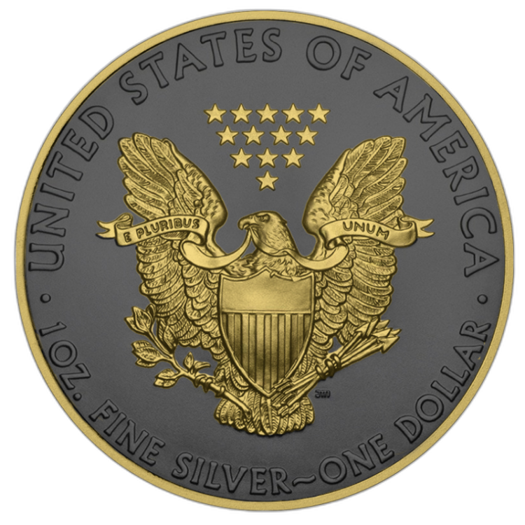 1 Troy ounce zilveren munt Golden Ring - Silver Eagle 2019 achterkant