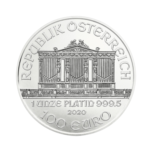 1 troy ounce platina munt Philharmoniker voorkant