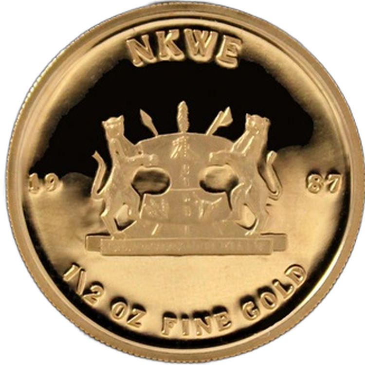1/2 Troy ounce gouden munt NKWE Bophuthatswana achterkant