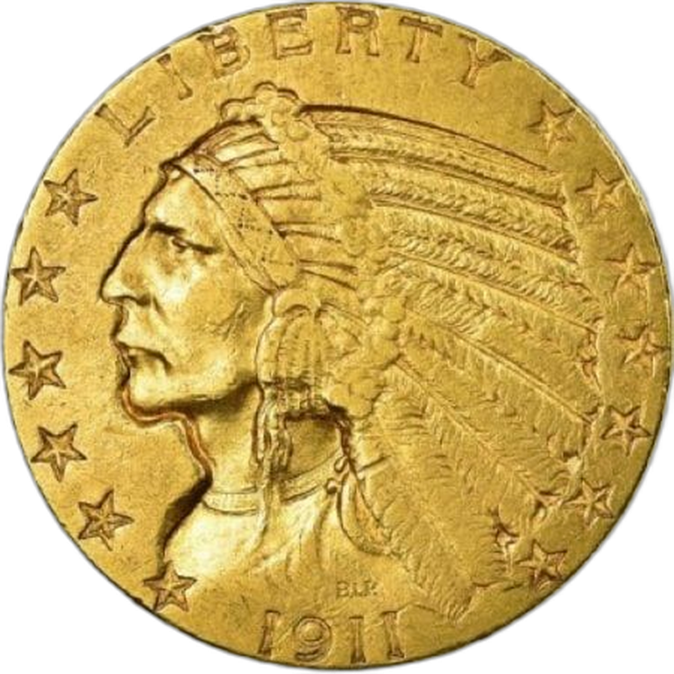 Gouden munt 5 Dollar half American Eagle perspectief 1