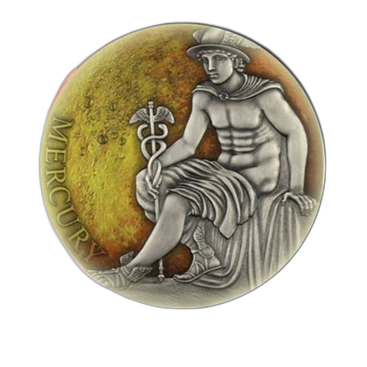 3 Troy ounce zilveren munt Planets and Gods - Mercury achterkant