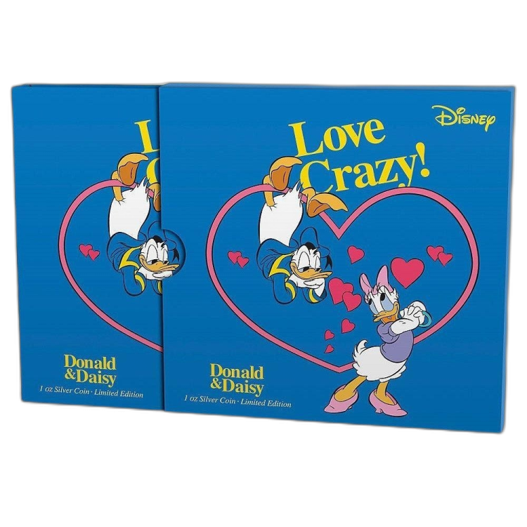 1 Troy ounce zilveren munt Disney Love Crazy - Donald & Daisy 2016 achterkant