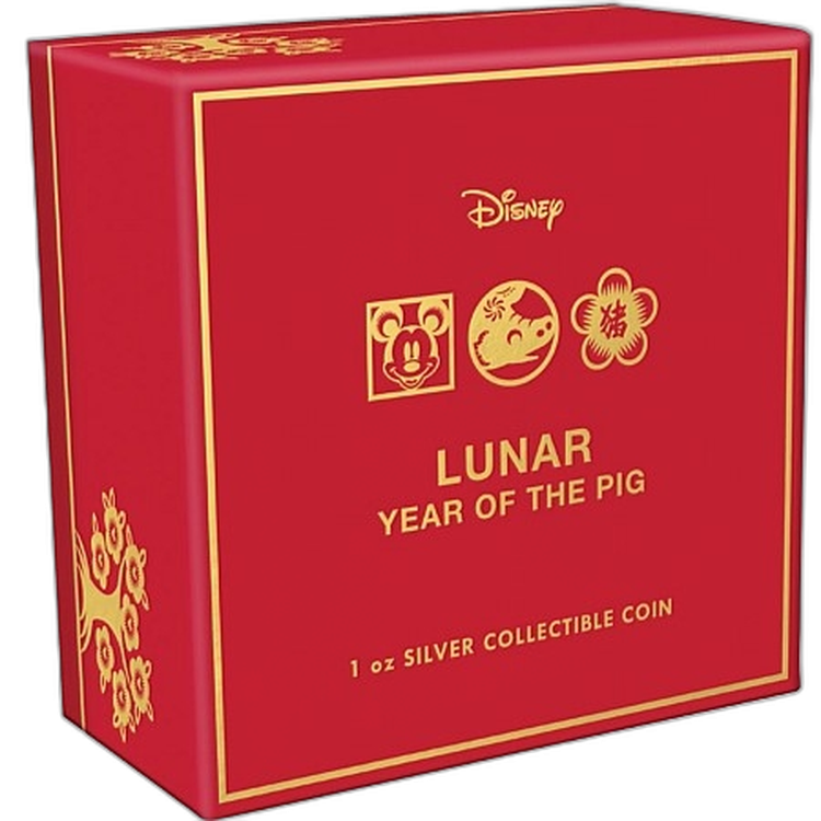 1 Troy ounce zilveren munt Disney Lunar Year of the Pig 2019 perspectief 2