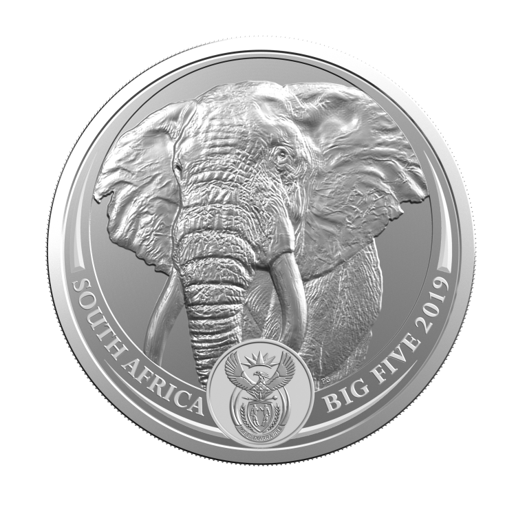 2 Troy ounce zilveren Krugerrand Proof Set Big 5 Elephant perspectief 3