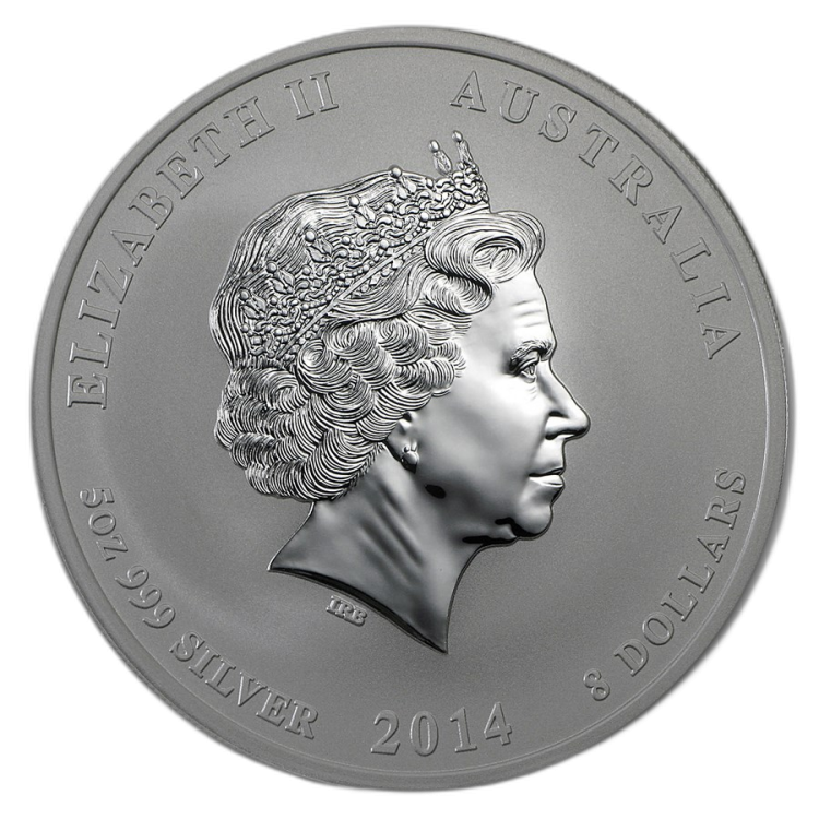 5 Troy ounce zilveren munt Lunar 2014 back