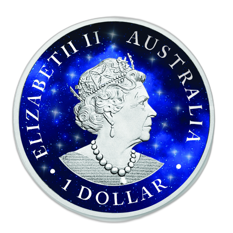 1 Troy ounce zilveren munt Glowing Galaxy Kangaroo 2019 achterkant