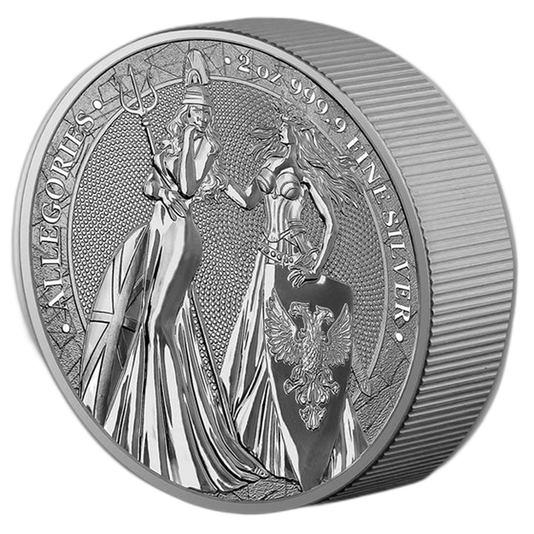 2 Troy ounce zilveren munt Germania Allegories 2019 perspectief 2