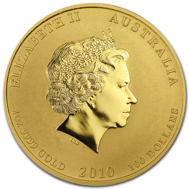 1 Troy ounce gouden munt Lunar 2010 achterkant