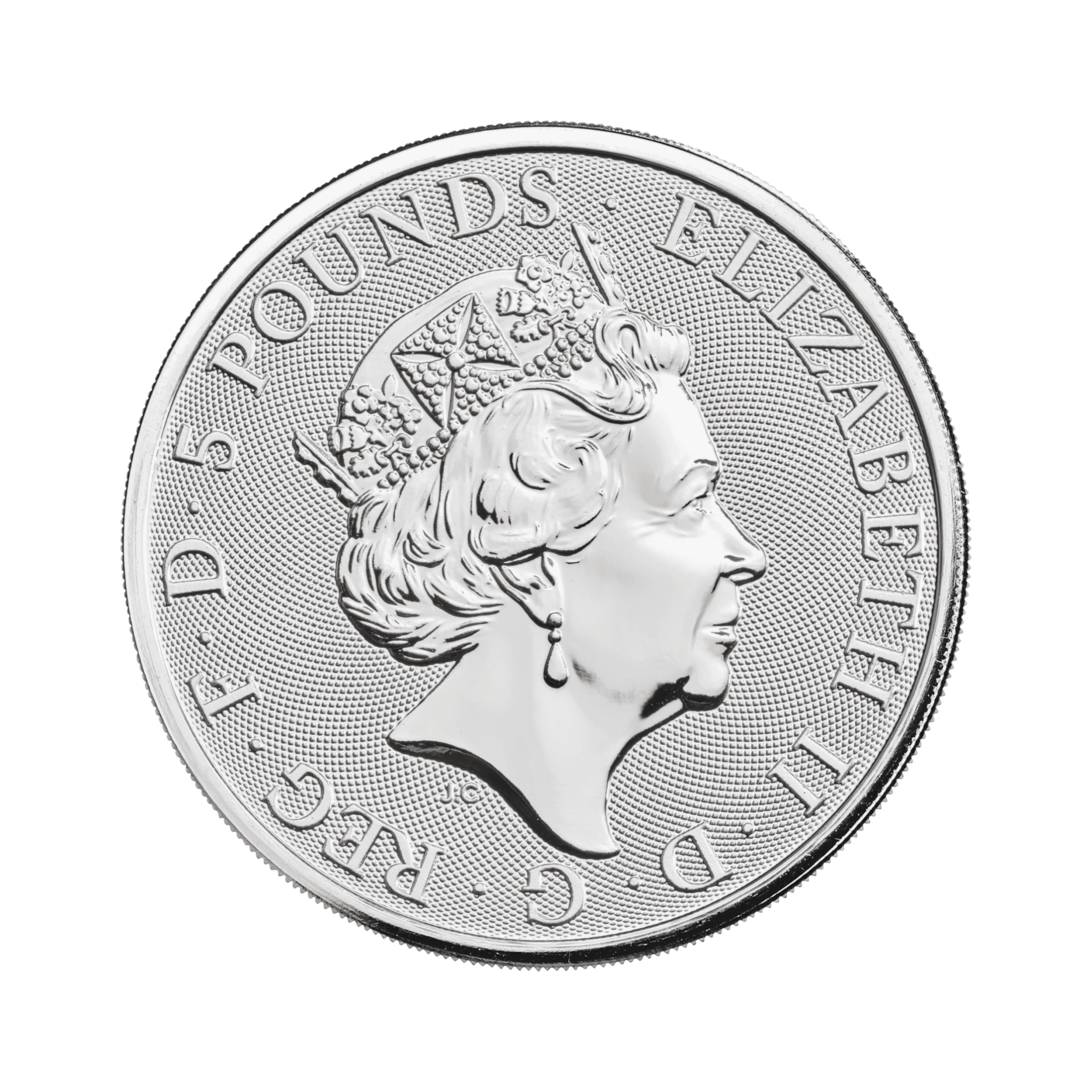 2 troy ounce zilveren munt Queens Beasts White Lion 2020 achterkant